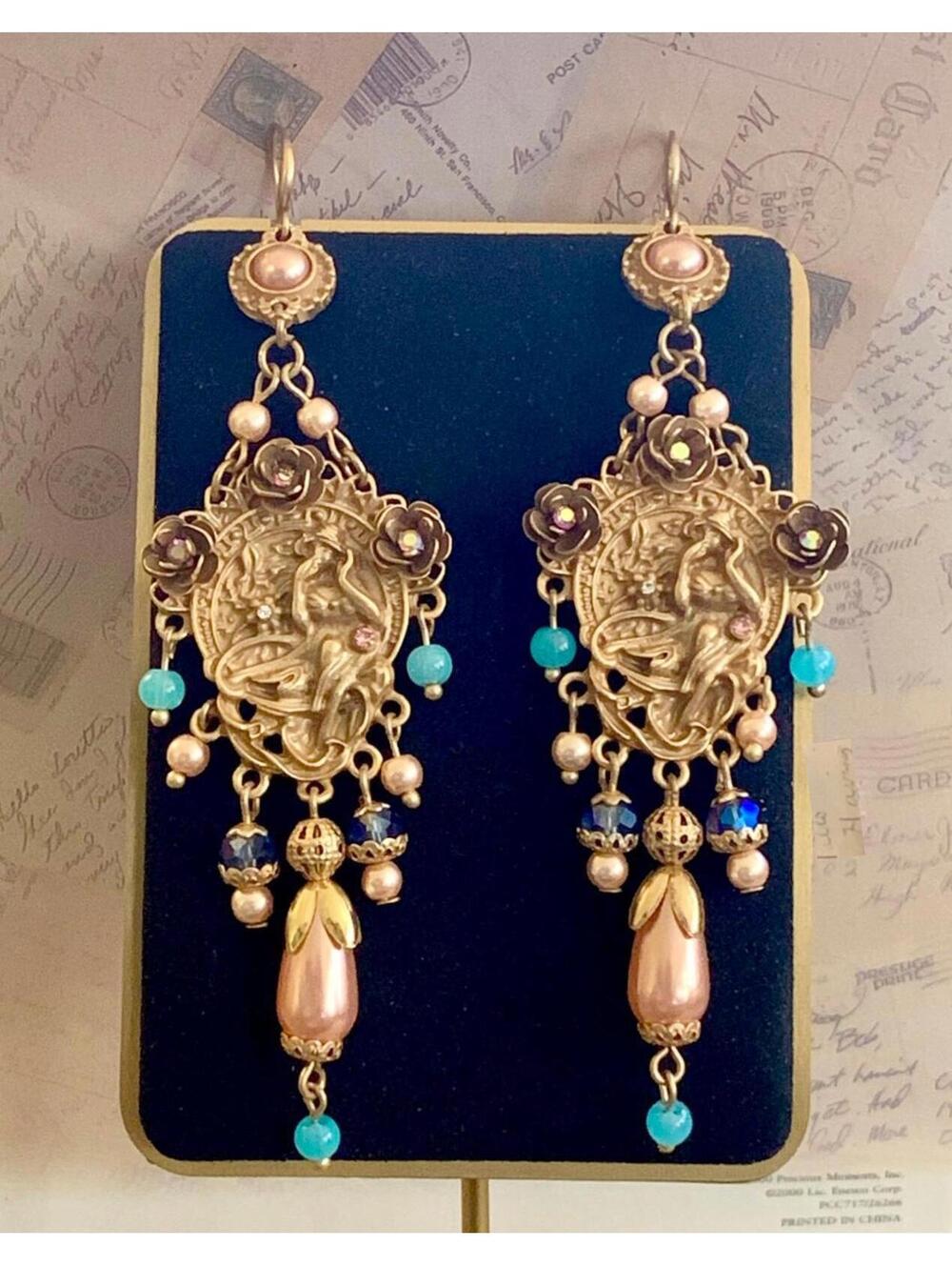 Victorian Reverie "Goddess of the Moon" Drop Earrings - Picture 5 of 5